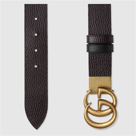 Gucci Womens Be Ebony/Nero Double G reversible leather belt 